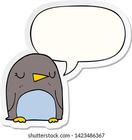 cartoon penguin with speech bubble sticker