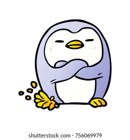 cartoon penguin tapping foot