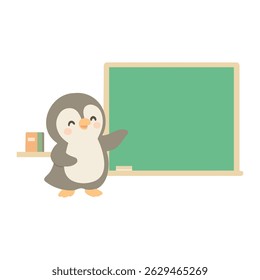 Cartoon Penguin Teaching at Blackboard Illustration animal