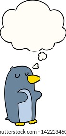 cartoon penguin with thought bubble