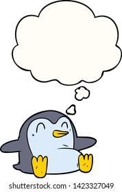 cartoon penguin with thought bubble