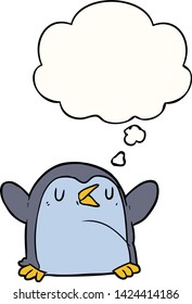 cartoon penguin with thought bubble