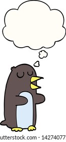 cartoon penguin with thought bubble