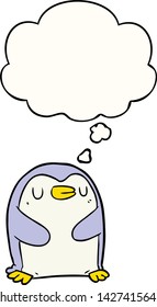 Cartoon-Pinguin mit Denkblase