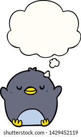 cartoon penguin with thought bubble