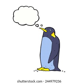 Cartoon-Pinguin mit Denkblase