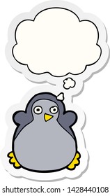 cartoon penguin with thought bubble as a printed sticker