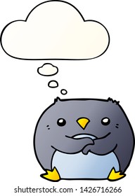 cartoon penguin with thought bubble in smooth gradient style