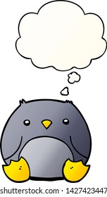 cartoon penguin with thought bubble in smooth gradient style