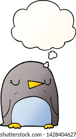 cartoon penguin with thought bubble in smooth gradient style
