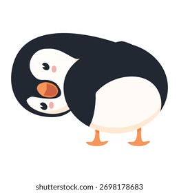 Karikatur eines Pinguins, der sich den Rücken kehrt