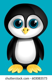 Cartoon penguin. Vector illustration.