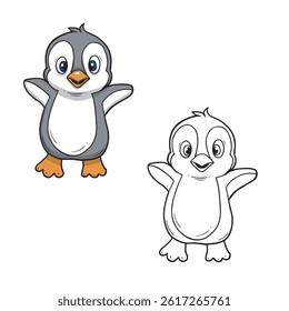 cartoon penguin vector illustration. Drawing. Simple. Easy to edit. 