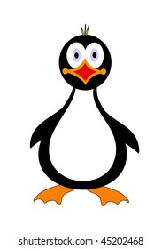 Eine Cartoon-Pinguin-Vektorgrafik einzeln auf Weiß