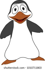 a cartoon of a penguin is walking around