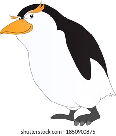 cartoon of a penguin walking cheerfully