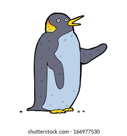 cartoon penguin waving