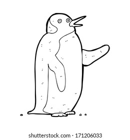 cartoon penguin waving