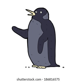 cartoon penguin waving