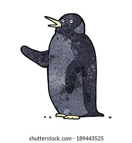 cartoon penguin waving