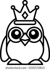 A cartoon penguin wearing a crown