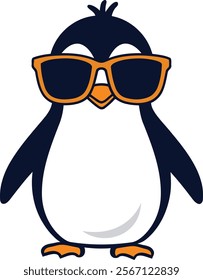 A cartoon penguin wearing stylish sunglasses.