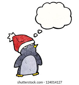 cartoon penguin in winter hat