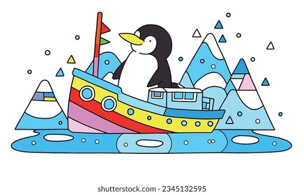 Cartoon Penguin's Antarctic Adventure: A Children's Art Journey