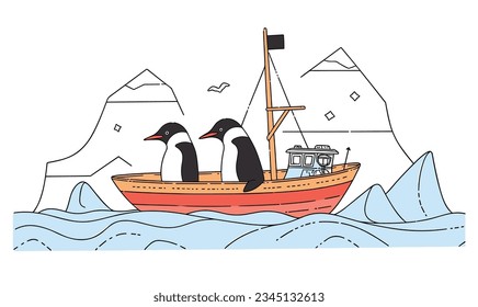 Cartoon Penguin's Antarctic Adventure: A Children's Art Journey