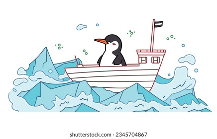 Cartoon Penguin's Antarctic Adventure: A Children's Art Journey