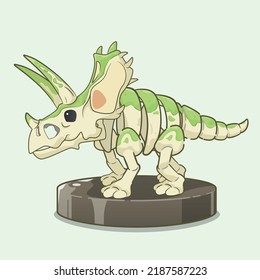 Cartoon pentaceratops dinosaur fossil. Prehistoric herbivore - pentaceratops. Ancient herbivore, pentaceratops fossil design element