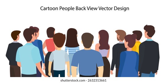 Cartoon People Back View Vector Design, People Group Vector, man, woman, Characters back view illustration