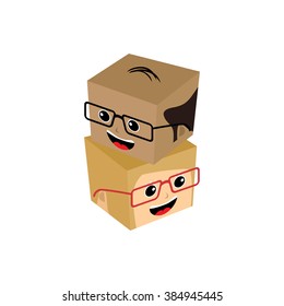 cartoon people - block isometric theme