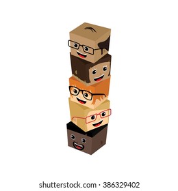 cartoon people - block isometric theme