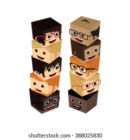 cartoon people - block isometric theme