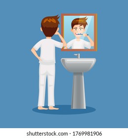 cartoon of people  brushing teeth in cartoon design 