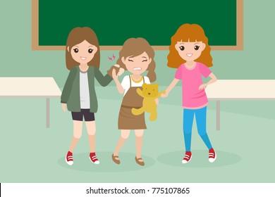 Cartoon People Bullying Problem Class Room Stock Vector (Royalty Free
