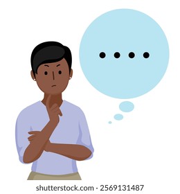 Cartoon people character design banner template young black woman in a thoughtful pose