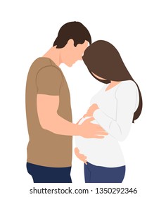 Cartoon people character design pregnant wife and husband. Ideal for both print and web design.