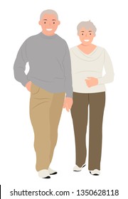 Cartoon people character design senior couple holding hands. Ideal for both print and web design.
