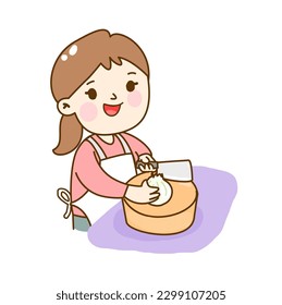 Cartoon people in cooking character. 