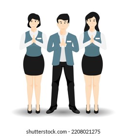 Cartoon people design, Receptionist in company uniform on isolated background, Vector illustration.
