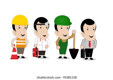 cartoon people with different professions