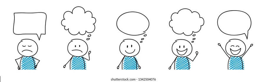 Cartoon people with empty speech bubbles - set. Vector