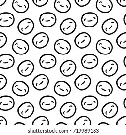 Cartoon People Face Seamless Pattern, Hand Drawn Cute Background