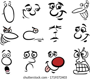 Cartoon People Faces and Emotions for Comics or Design Graphic Set