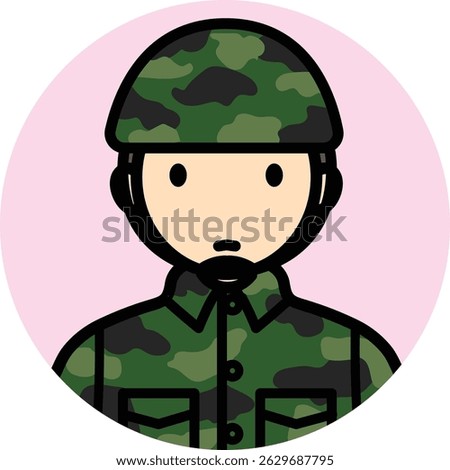 Cartoon people icons Occupation, Vector avatar people line, profile picture, career, working, adult, male soldier, army, country, protector