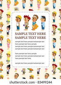 cartoon people job seamless pattern