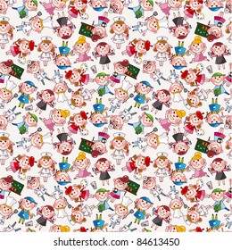 cartoon people job seamless pattern