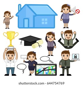 Cartoon People with Many Business Objects